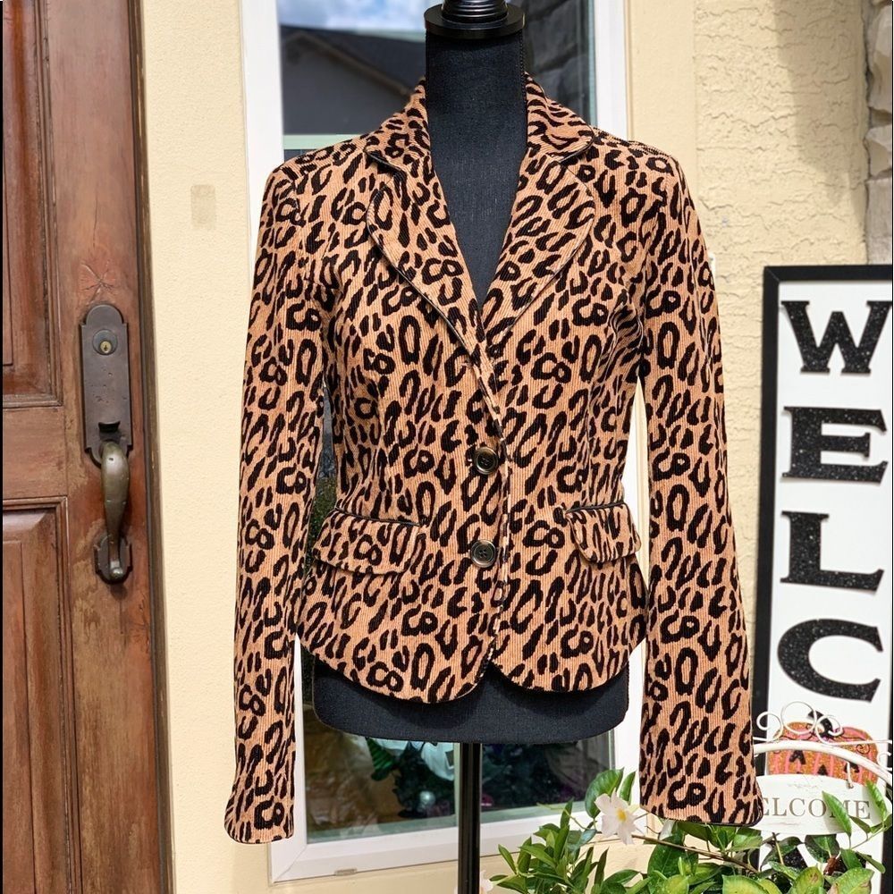 MAURICE Sassoon Corduroy‎ Animal Print Apparel Jacket